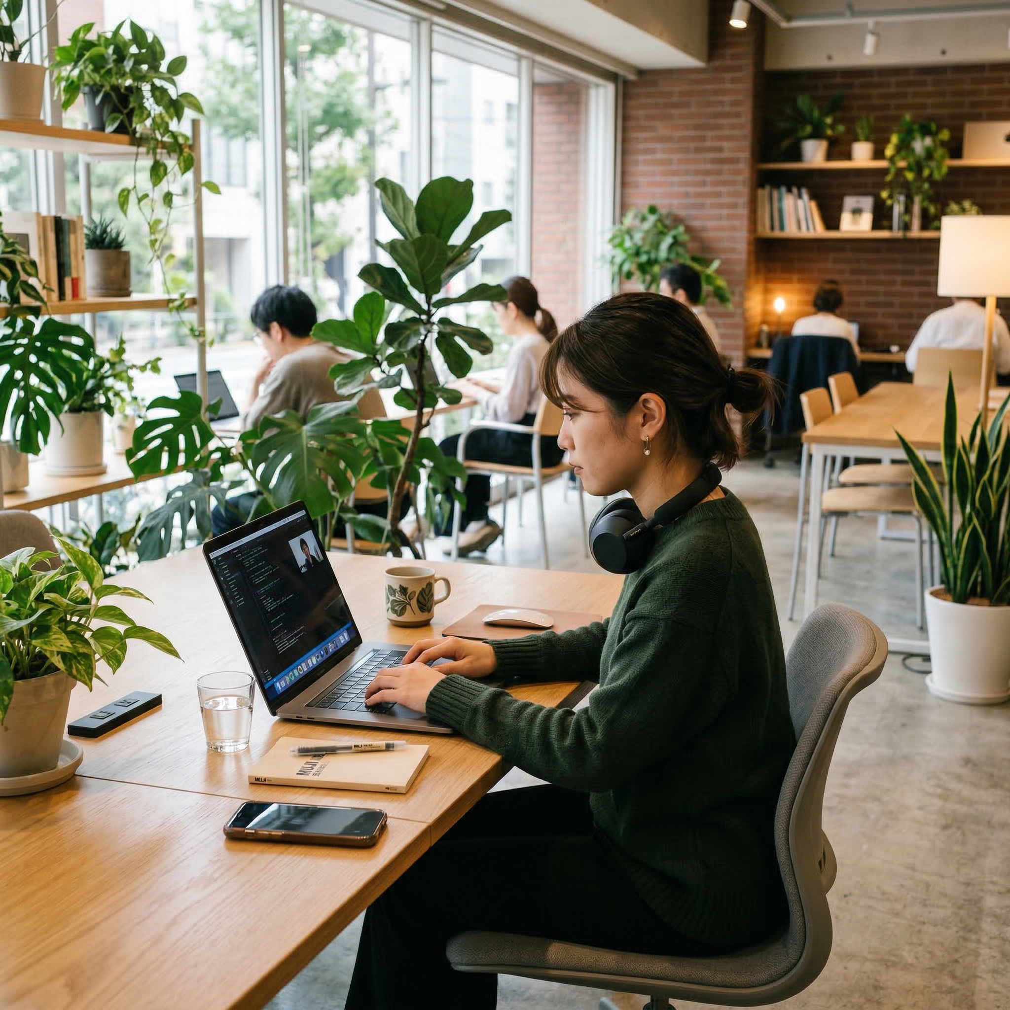 コワーキングスペースでリモートワーク