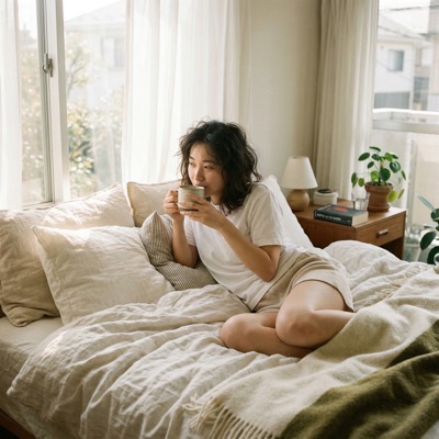 朝のコーヒータイム 日本人女性